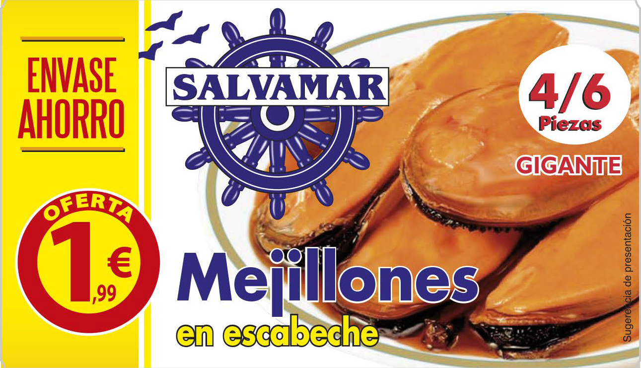 SALVAMAR MEJILLONES ESCABECHE 4/6 RR-90 F.A.